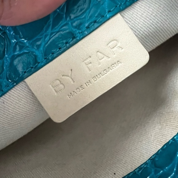 BY FAR Rachel Small Leather Croc-Embossed Shoulder Bag Blue - Picture 8 of 8